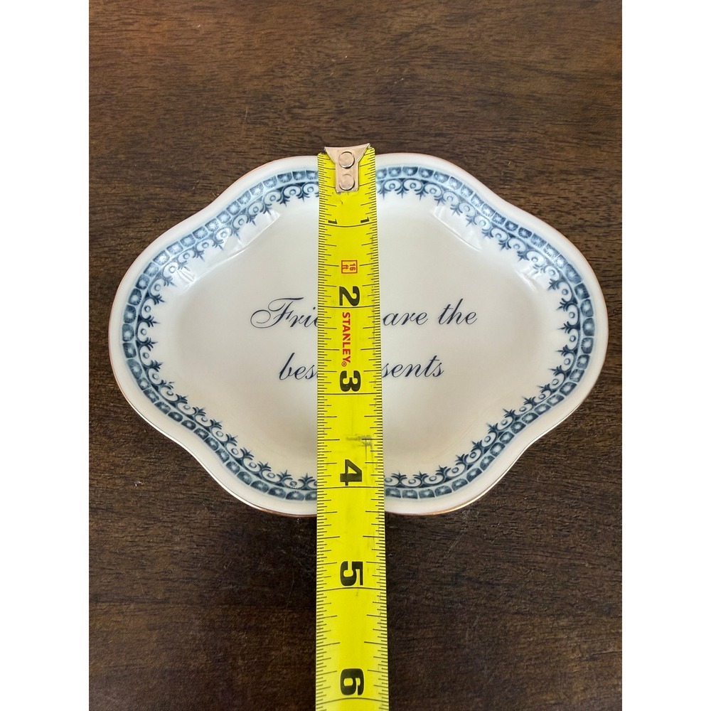 VTG 1980s Gump's SF Andrea by Sadek Blue White "Friends...Presents" Trinket Dish - Picture 10 of 10